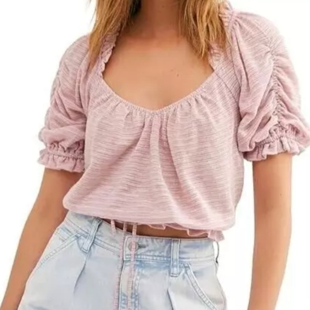 Free People Ruched‎ Puff Sleeve Dorothy Top